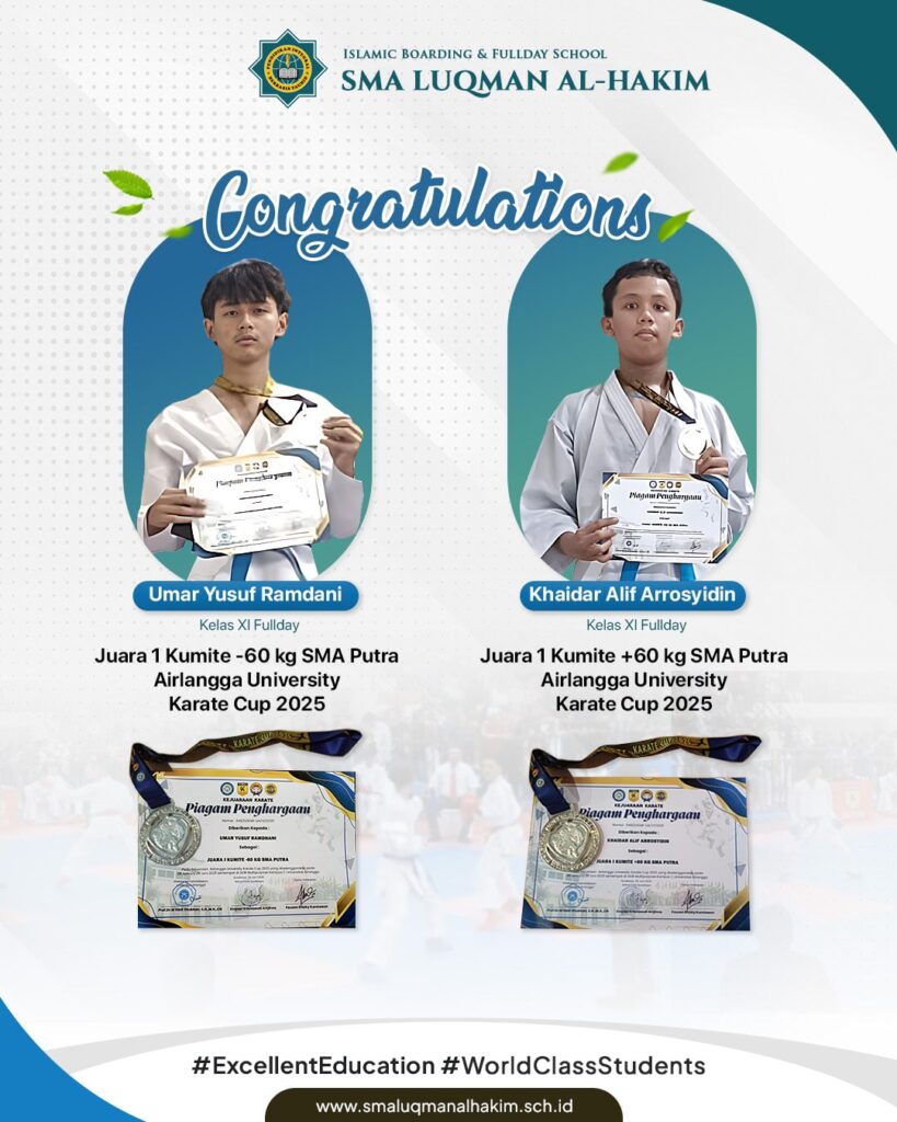 Santri SMA Luqman Al-Hakim Raih Juara 1 Kumite di Airlangga University Karate Cup 2025