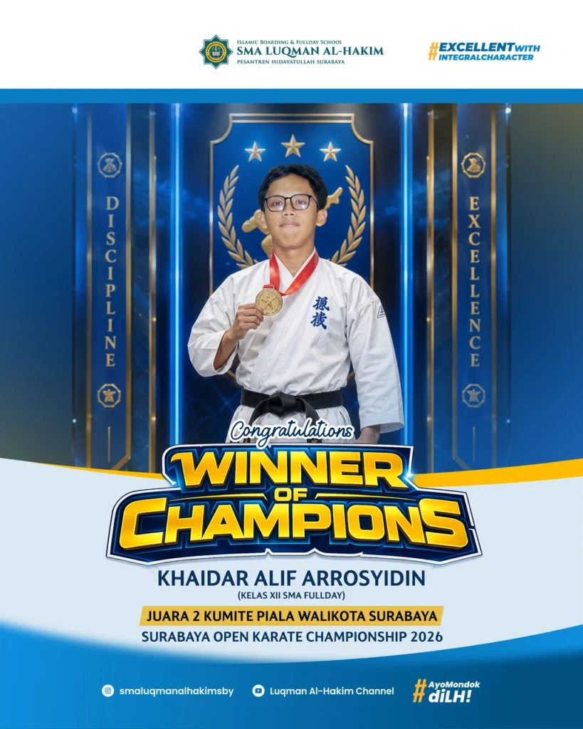 Khaidar Alif Arrosyidin Juara 2 Kumite Surabaya Open Karate Championship 2026 SMA Luqman Al Hakim Surabaya